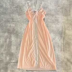 Vintage Lace Trim Blush Maxi Slip Dress
